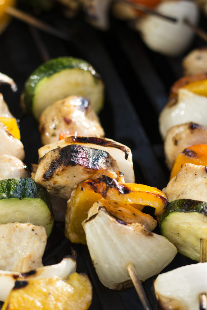 These delicious grilled Honey Chipotle Chicken kabobs are served with fresh cilantro lime rice and my favorite pinto beans. This marinade is delicious on veggies and all proteins.