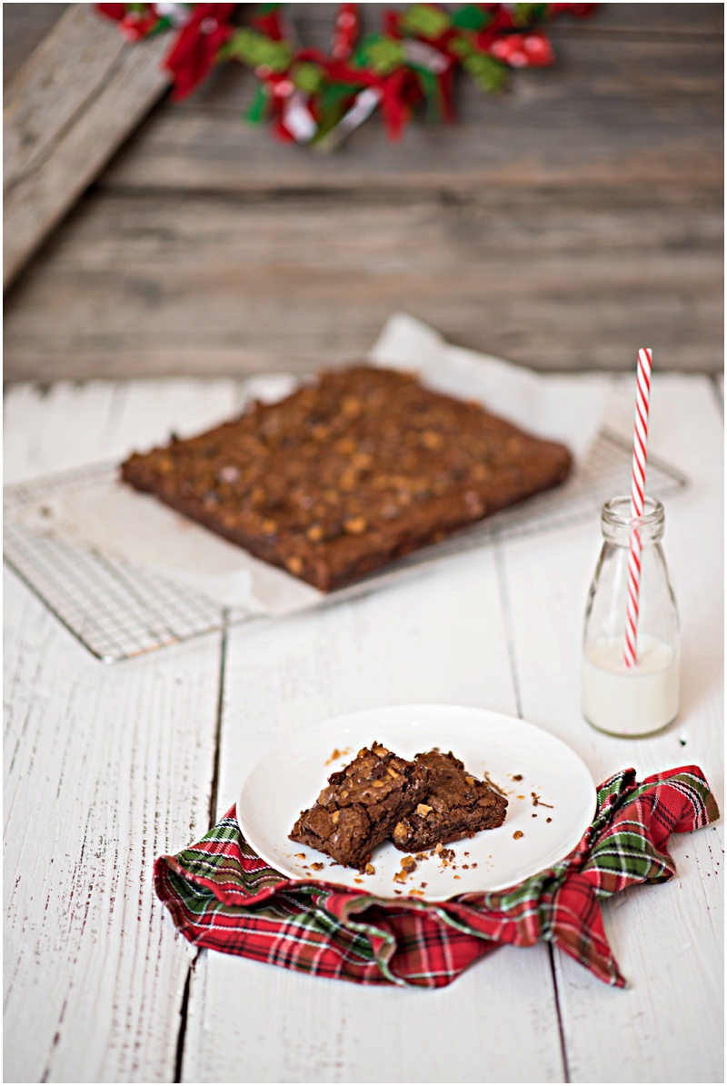 These Toffee Brownies will be your new go to chocolatey treat! Rich chocolate brownies topped with crunchy toffee candy pieces. 