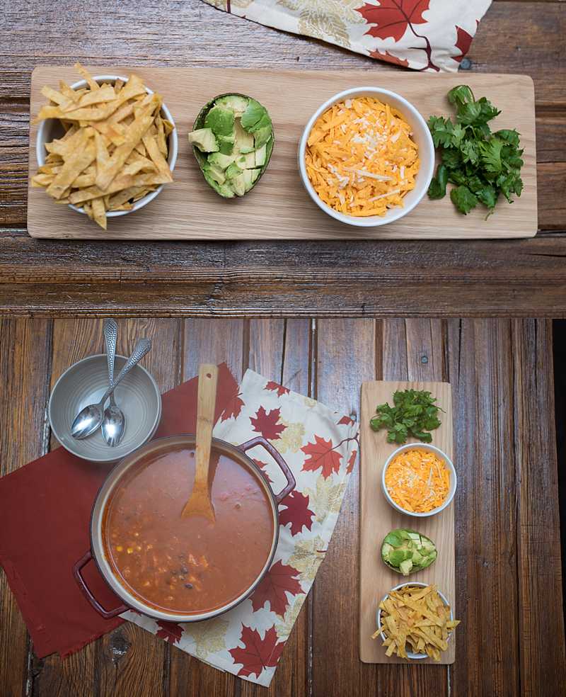 An easy to prepare chicken tortilla soup recipe with fire roasted tomatoes, black beans, and fresh lime juice. Tortilla Soup in less than 30 mins.