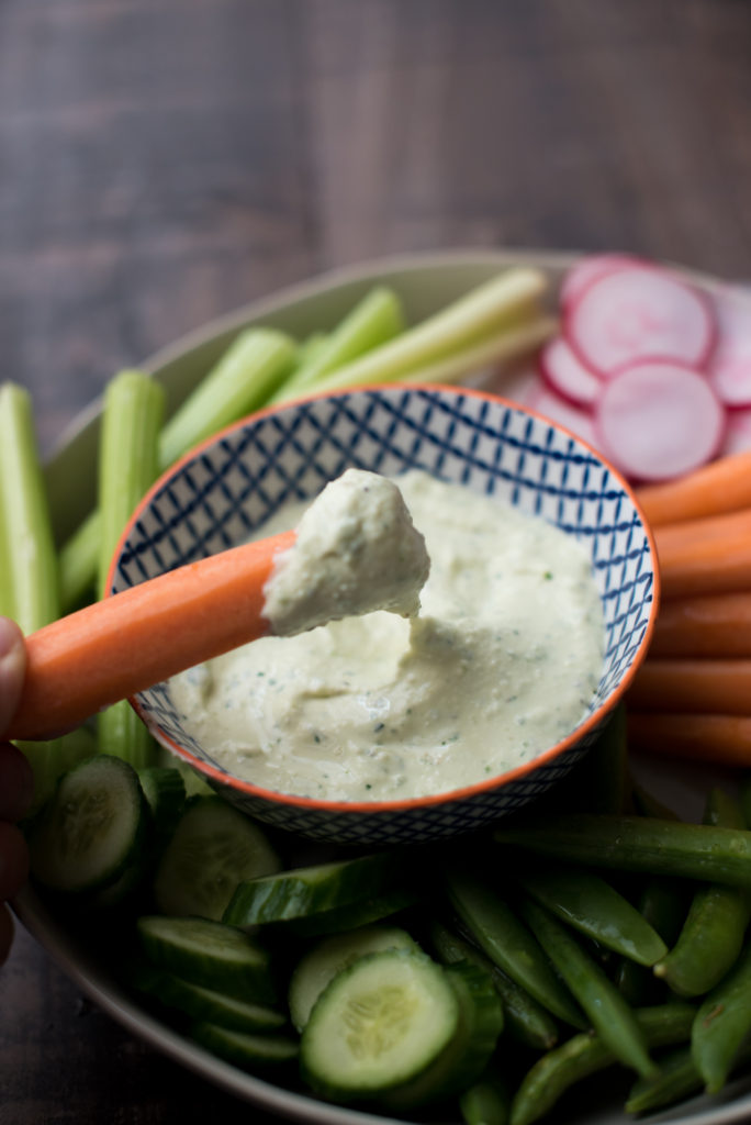 A cool and creamy jalapeno feta vegetable dip with crumbled feta cheese, fresh jalapeños, roasted garlic, and whipped cream cheese. 