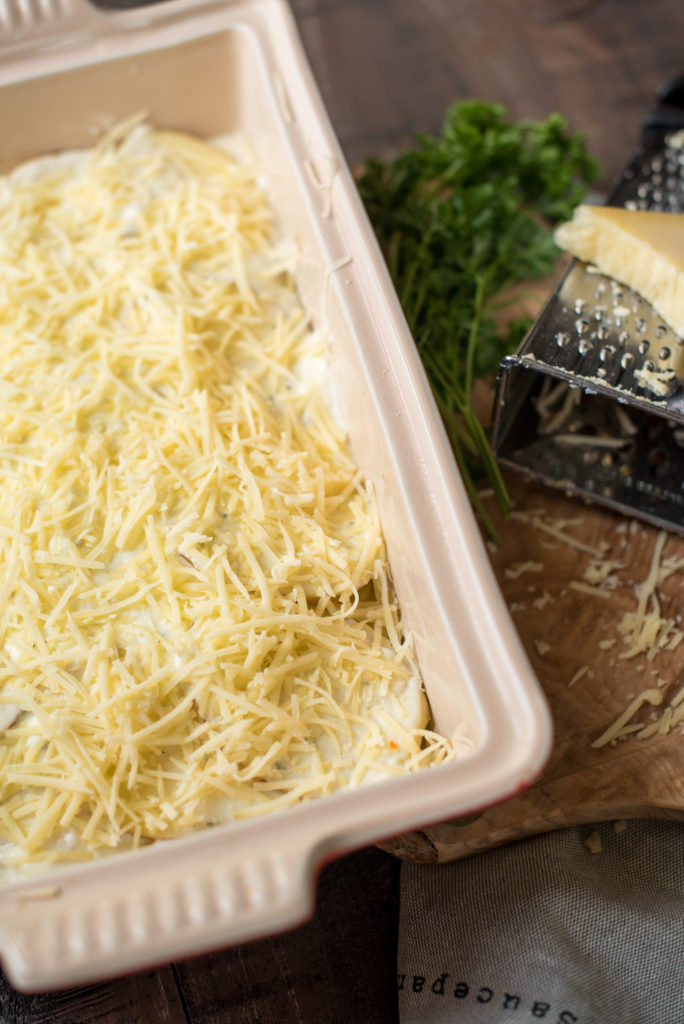 Garlic and Herb Au Gratin Potatoes - First and Full - Thanksgiving Sides