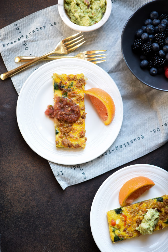 Chorizo and Caramelized Onion Frittata: Smoked chorizo, thinly sliced sweet peppers, and melt-in-your mouth caramelized onions = breakfast perfection.