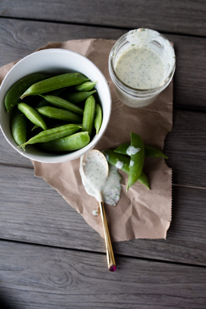 Thick and Creamy roasted garlic ranch perfect for salads, fresh vegetables, sandwiches, french fries and more! This recipe is dairy- free and Whole30 Compliant.