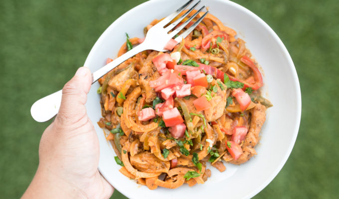 Cajun Chicken “Pasta” w/ Sweet Potato Noodles (Whole30)